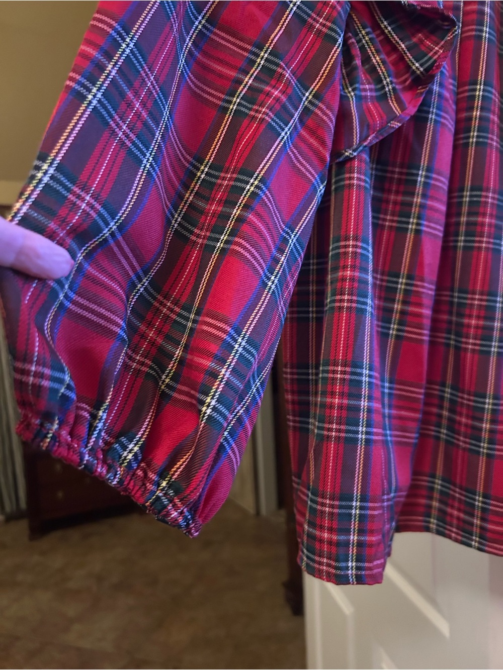 entro Red Plaid Ruffle Shoulder Blouse - Picture 3 of 5